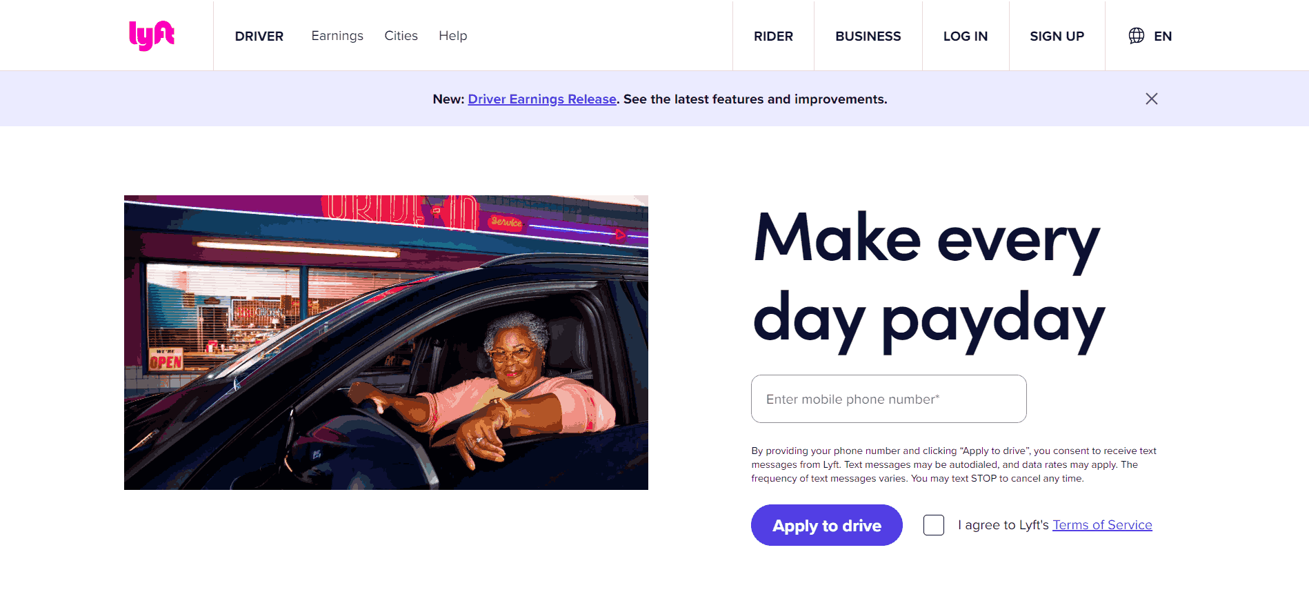 Lyft homepage