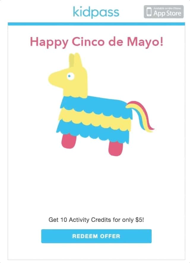 Cinco de Mayo email featuring an animated pinata