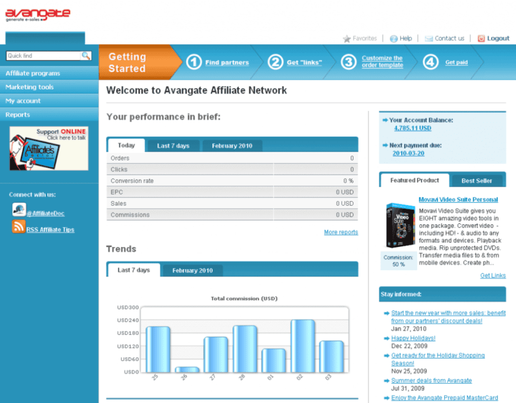 Avangate Control Panel for Affiliates v 4.0, another popular ClickBank alternative