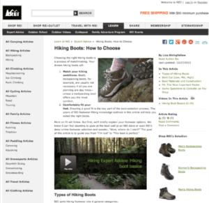 REI hiking boots content guide