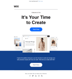 Wix email design example