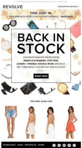 Revolve back in stock email example