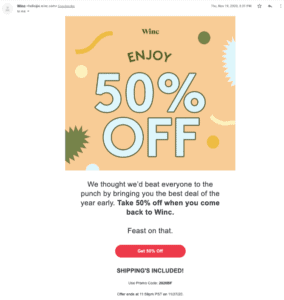 Winc re-engagement email design