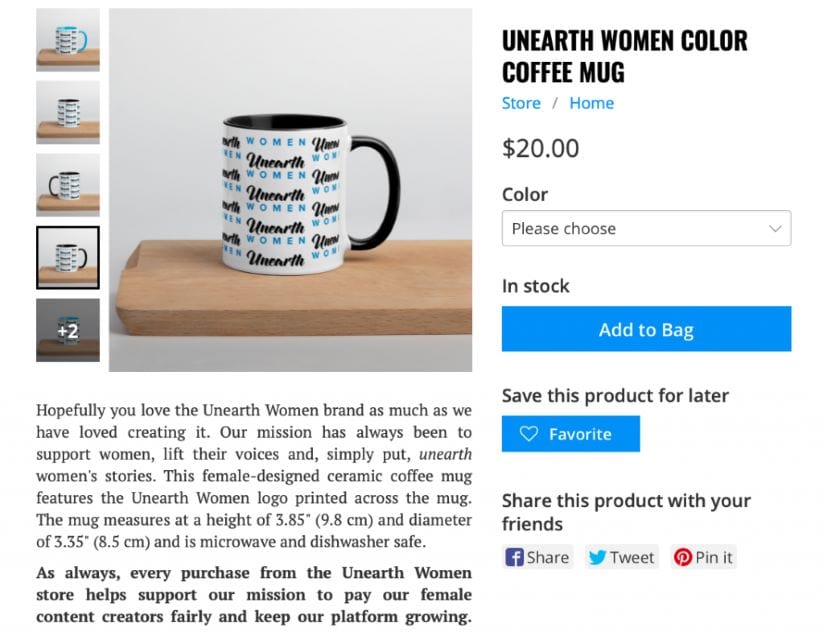 Unearth Women mug product description