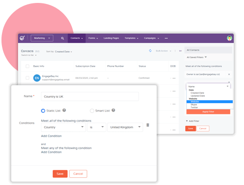 make calls from engagebay crm